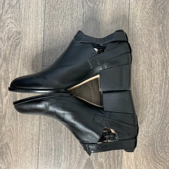 SENSO Biker Moto Buckle Leather Ankle Boots Booties Cut out sides Black Size 6 - Picture 7 of 16